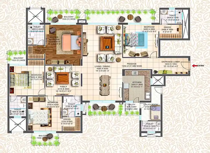 Ace Hanei 4bhk floor plan